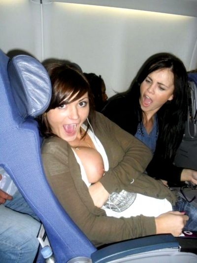Flashing Her Titties On The Plane!