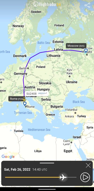 I Hope They Enjoyed Their Long-way-round Flight From Moscow To Rome. Their Home Flight Will Be Even Longer.