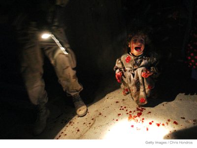 Iraqi Child After US Troops Gunned Down Her Whole Family. These Are The Supposed “heroes” Who Came To “liberate” Iraq.