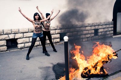 Topless Lebanese Girls Burning ISIS Flags – NSFW
